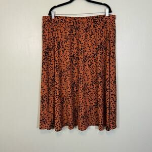 Shein Curve Animal Print Leopard Elastic Waist A-Line Mini Skirt Brown 2/3XL